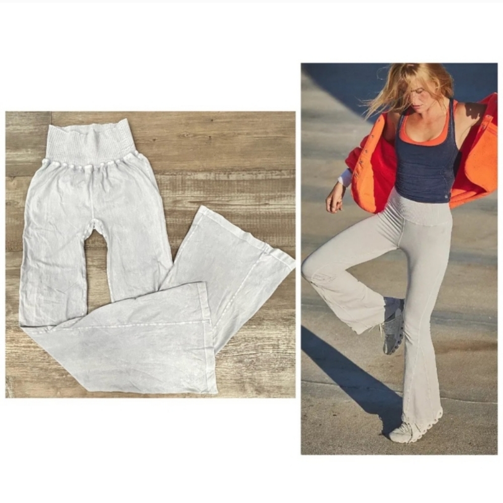 Free People Good Karma Flare Leg Leggings  Ice Grey Size M/L